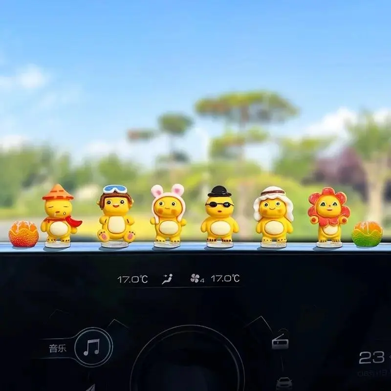 6pcs Mini Figure Nailong Dino Kuning/Dekorasi kartun/hiasan kamar tidur/hiasan mobil lucu nailong/Dekorasi Mobil Populer Lucu Dasbor Mobil Mainan 1