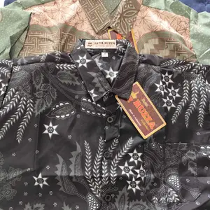 RUZZA Batik Kemeja Anak Laki Warna Coklat Latte Biru Denim Hitam Navy