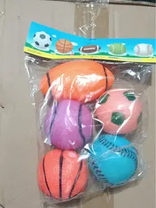 Mainan bola karet vinyl bayi set isi 5 ball bunyi cicit mainan bayi bola mini kecil imut aneka bola sepak basket kasti