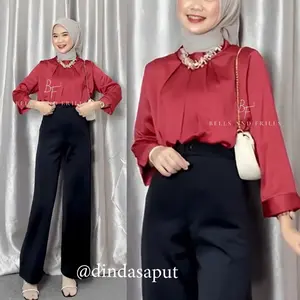 B&F - DEVY Blouse Wanita Satin / Atasan Satin Hijab 0418