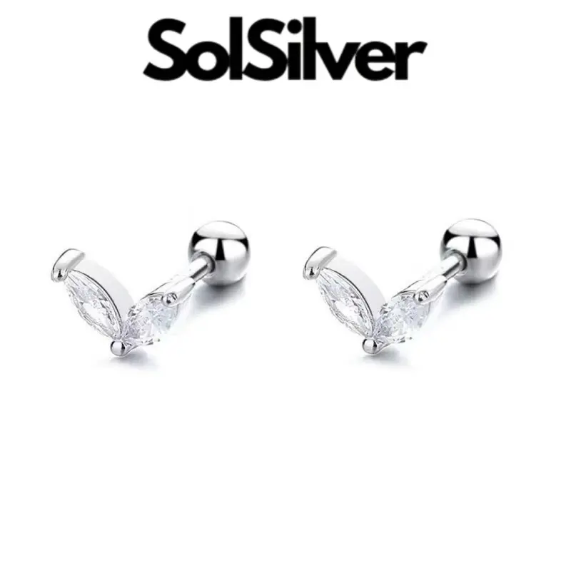 [009] Bông tai bạc đá hạt thóc chốt ren nhỏ xinh SolSilver