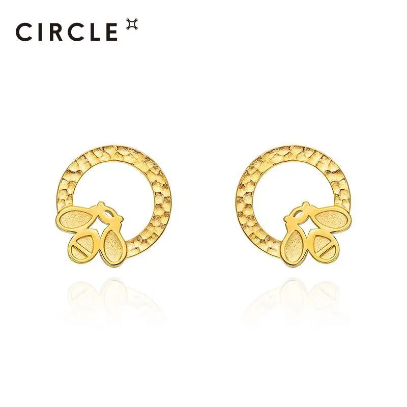 CIRCLE Voyage silver plated with gold bee earrings