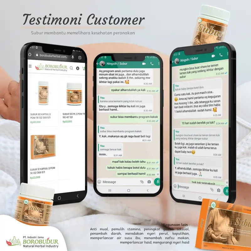 Borobudur Herbal - SUBUR - Kemasan 12 Kapsul & 60 Kapsul - Membantu memelihara kesehatan peranakan (PROMIL) - BPOM dan HALAL 2