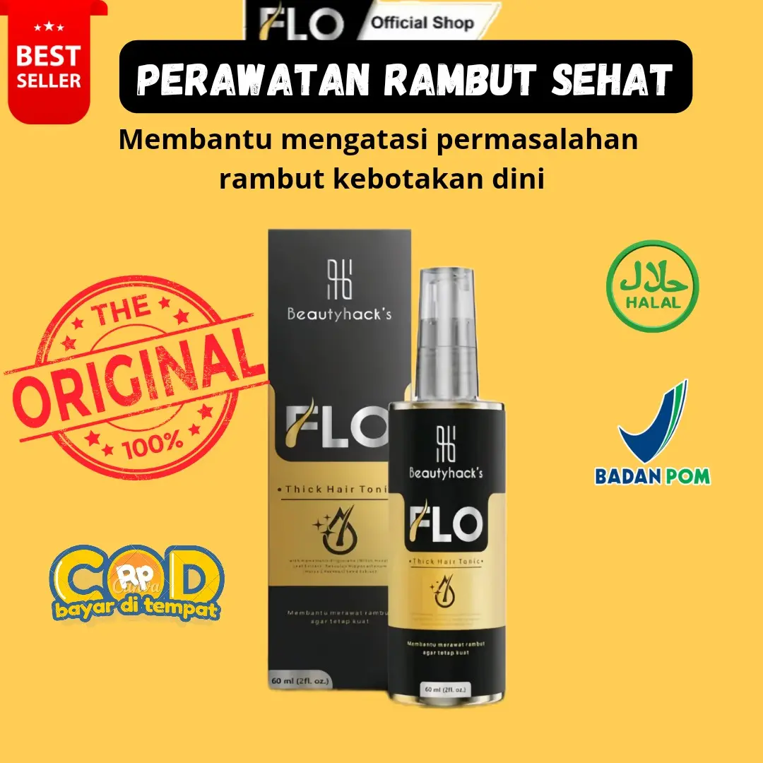 ( VIRAL )!!! FLO Penumbuh Rambut Botak I Merangsang Pertumbuhan Rambut I 60ml Minyak Rontom Vitamin Perawatan Ketombe Kering Rontok Kusam Shampoo bpom halal Kusam Kering Pemanjang