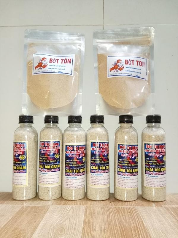[CHAI 100gr] 6 CHAI tơ nhện 2 GÓI BỘT TÔM 200GR hoặc 7 CHAI KHÔNG BỘT TÔM [TƠ NHỆN KẾT DÍNH MỒI TRỘN VỚI CÁM HOẶC MỒI TỰ PHA CHẾ ]Đi Câu Fishing Bắt Cá Fish Câu Cá