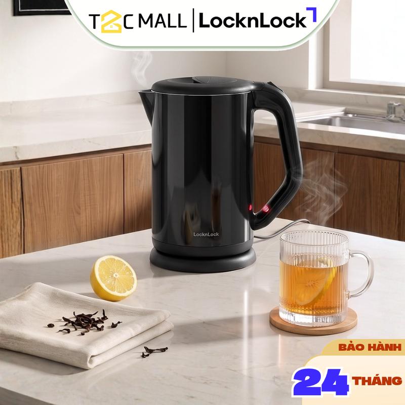 Ấm Siêu Tốc LocknLock 1.7L Ấm Đun Siêu Tốc Sôi Nhanh Làm Từ Thép Không Gỉ Giữ Nhiệt Tránh Bỏng Cao Cấp Màu Đen EJK738BLK - T2C Mall