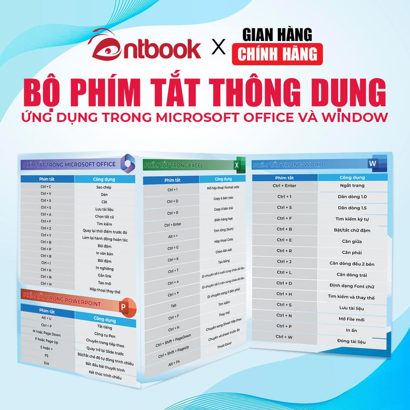 Tờ Gấp Phím tắt thông dụng trên Microsoft Office và Window - Ứng dụng thực tế Antbooks