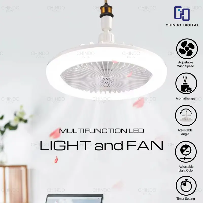 CID Lampu Kipas Angin Remote 2in1 Multifungsi Lampu Plafon Lampu Kipas LED Lampu Timer E27 0
