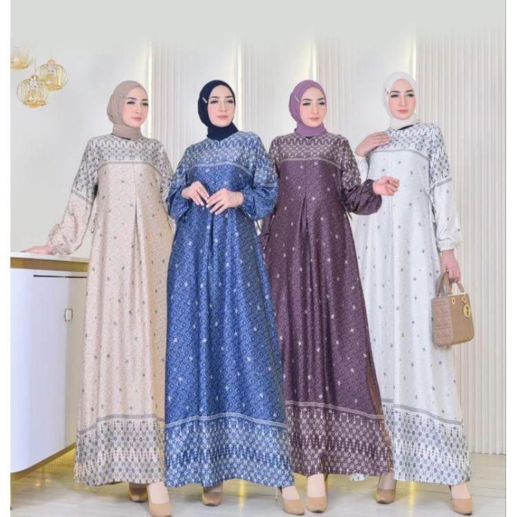 Product Introduction of Gamis Silk Premium Pakaian muslimah Motif Terbaru Dress Silky Fashion Muslim Wanita baju syar'i mewah syari style Dewasa Remaja 8