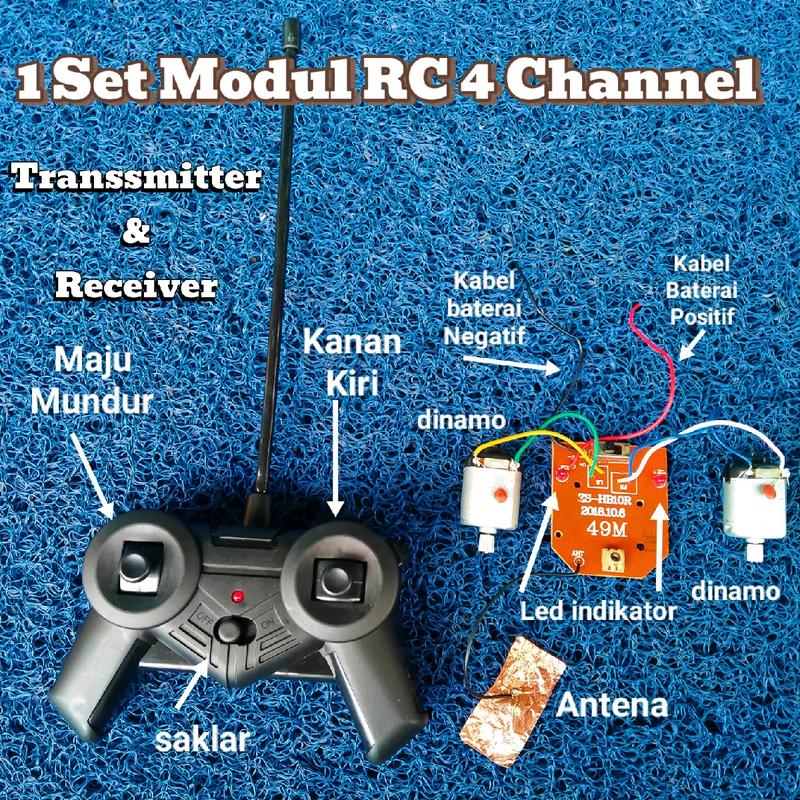 1 Set Remote Control + Modul + 2Unit Dinamo. Modul RC Transsmitter & Receiver 4 Channel 40 & 49 Mhz 0