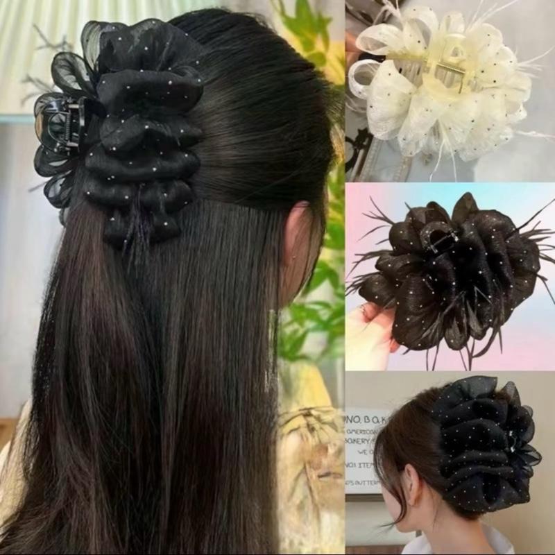 Kẹp Tóc Lưới Bong Bóng Đính Đá Phong Cách Hàn Quốc