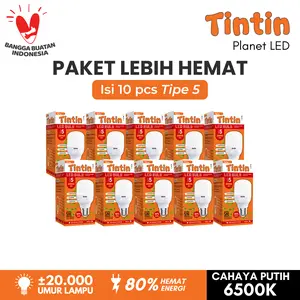 Paket Hemat Isi 10pcs Lampu LED JUMBO TINTIN Tabung TBulb Type 40/30/20/15/10/5 Kapsul, Awet dan Tahan Lama / Lampu Hemat Energi Warna Putih Terang Bisa Untuk di Gantung Cocok Untuk Jualan