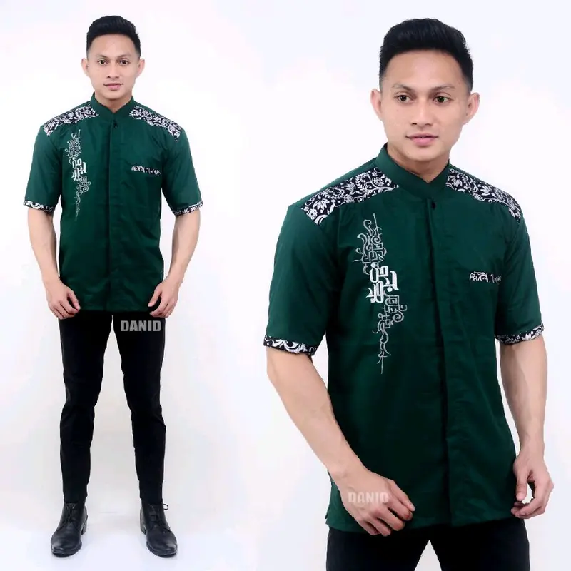 baju koko pria muslim kombinasi bordir lengan Panjang Pendek 5