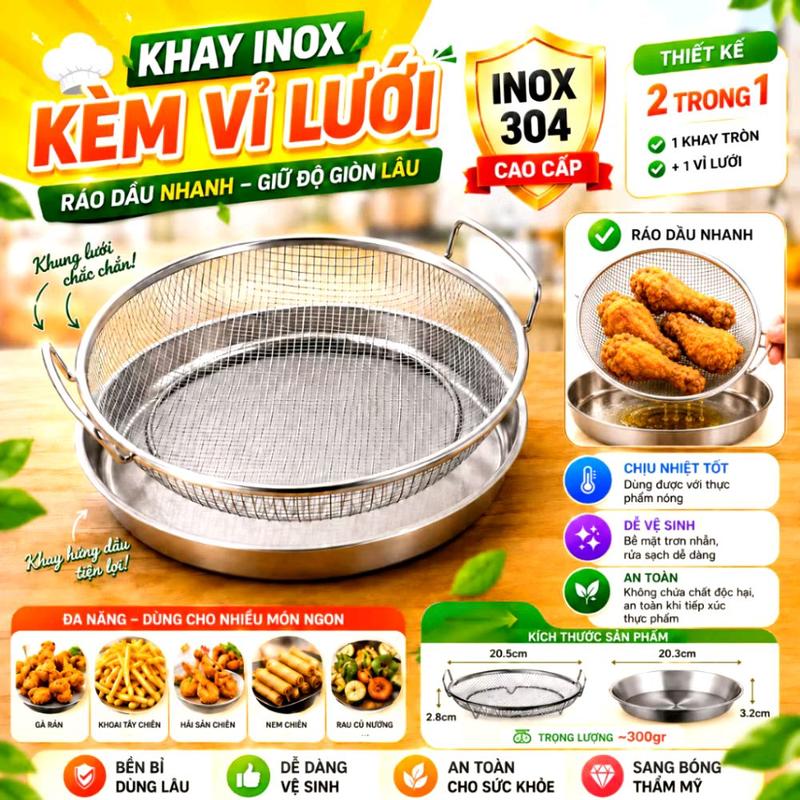 khay ráo dầu kèm vỉ nướng