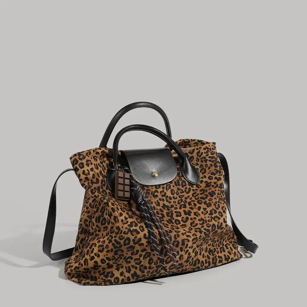 Fashion Tas Tote Leopard Kapasitas Besar Tas Selempang Motif Animal Tas Y2K Tas Laptop Tas Wanita Kantor