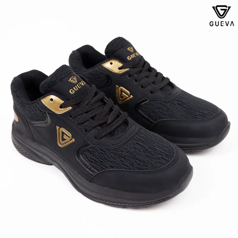GUEVA-021-Sepatu Sneakers Casual Pria Wanita shoes putih Hitam Snekers Black 1