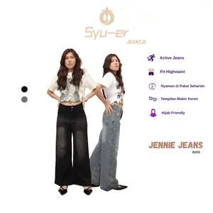 SYUER JEANS.ID Jennie Jeans Celana Jeans 8009 High Waist Wanita Pria Denim Premium Loose Boyfriend Wide Leg Non Stretch Tebal