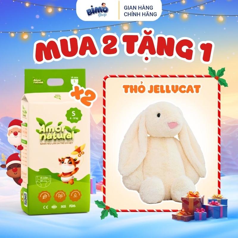   2A   TẶNG THỎ JELLYCAT  Combo 2 Bịch Tã  Bỉm AMOR NATURAL VIỆT NAM Thoáng Khí Mỏng Nhẹ Cho Bé 