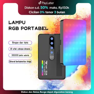 TNW D24 RGB Lampu LED Video Lampu Studio Led Lighting Portable Mini Lampu Fotografi RGB Led Video Light Untuk Camera Handphone