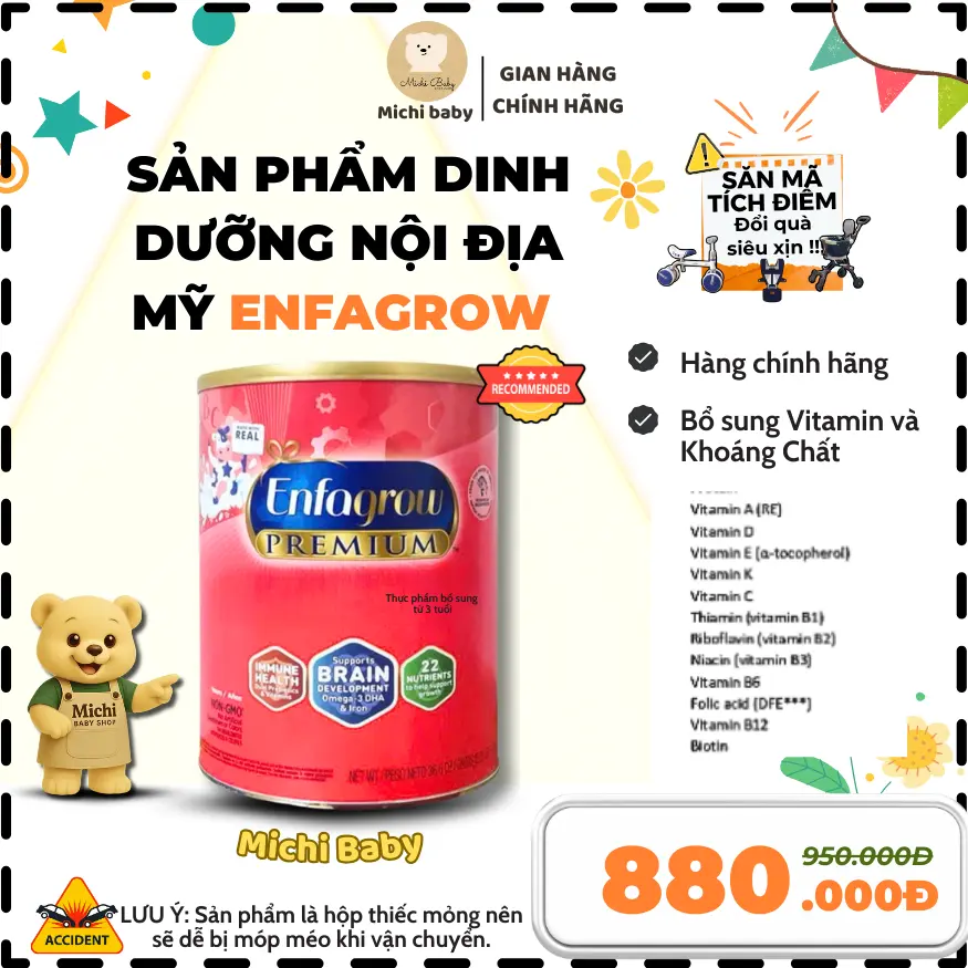 Sản Phẩm Dinh Dưỡng Tăng Trưởng Có Chứa Sữa Enfagrow Mỹ Hỗ Trợ Tăng Trưởng Bổ Sung 22 Vitamin Khoáng Chất Cho Trẻ-  MC816