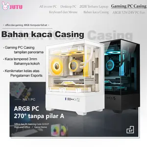 JUTU Casing Komputer Desktop Ruang Pemandangan Laut Baru Casing Utama Transparan Sisi Permainan Komputer Desktop Tampak Tinggi Berwarna Putih N100