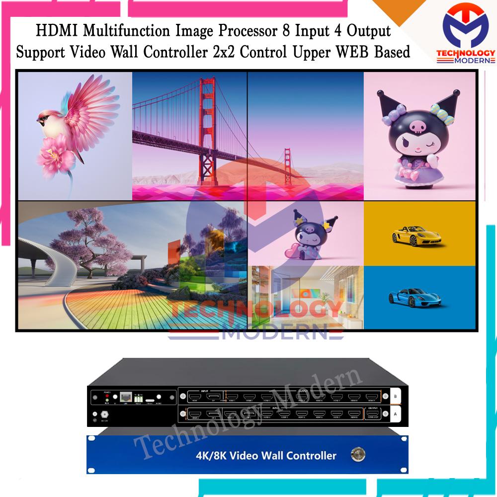 4K HDMI Video Wall Processor/Controller 2x2 (8 Input 4 Output) Built In Matrix Switcher 4x4 8x4 Seamless Support Control Upper WEB Based