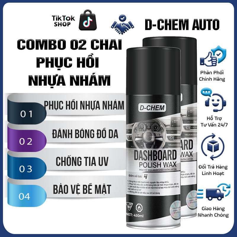 Combo 2 Chai Phục Hồi Nhựa Nhám D-Chem Chai Lớn 450ml Chính Hãng Dưỡng & Đánh Bóng Nhựa Nhám Ô Tô Xe Máy