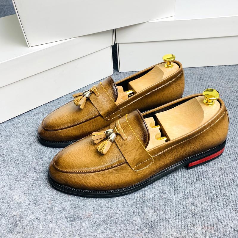  CN01 Giày đế phíp gỗ chuông bạc Nâu da bò nhập khẩu cao cấp 