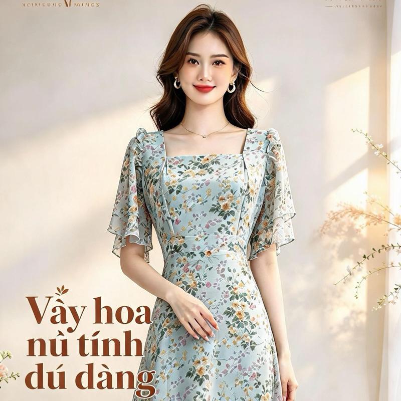Đầm Thanh Lý Mua Tặng 1 , Đầm Hoa Dáng Dài