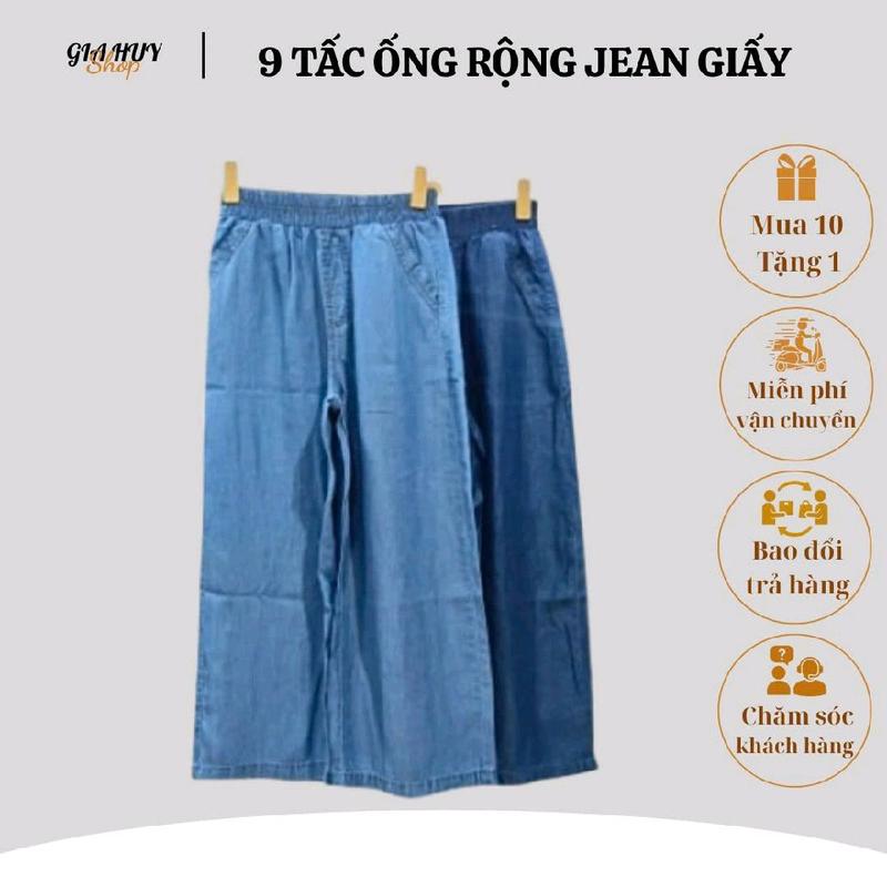 quần nữ Lửng 9 tấc jean giấy lụa ống rộng ,mềm mịn mát dũ .M2 Pants..