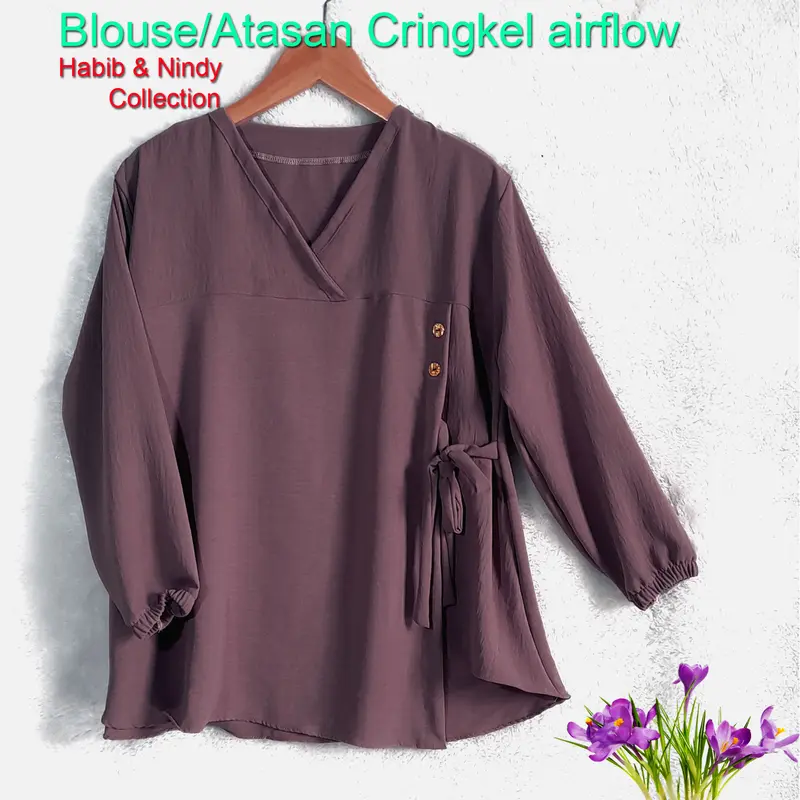 Pakaian wanita atasan blouse Cringkel airflow remaja dewasa model terbaru kekinian yang lagi viral Baju Cantik Simple Nyaman 3