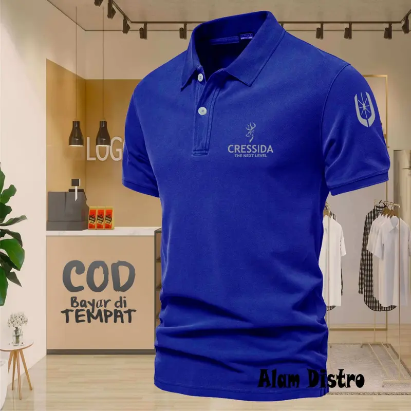 (COD) T-shrit POLO kerah Cressida Plus Lengan Text Silver Quality Kaos Kerah Dewasa Shirt / Kaos Wangki Pria Polo / Kaos Seragam 3