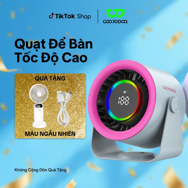 GOOJODOQ X KOL KOC Combo Quạt để bàn + Quạt cầm tay màn hình LED 100 tốc độ cao gốc làm mát có thể điều chỉnh 90 độ
