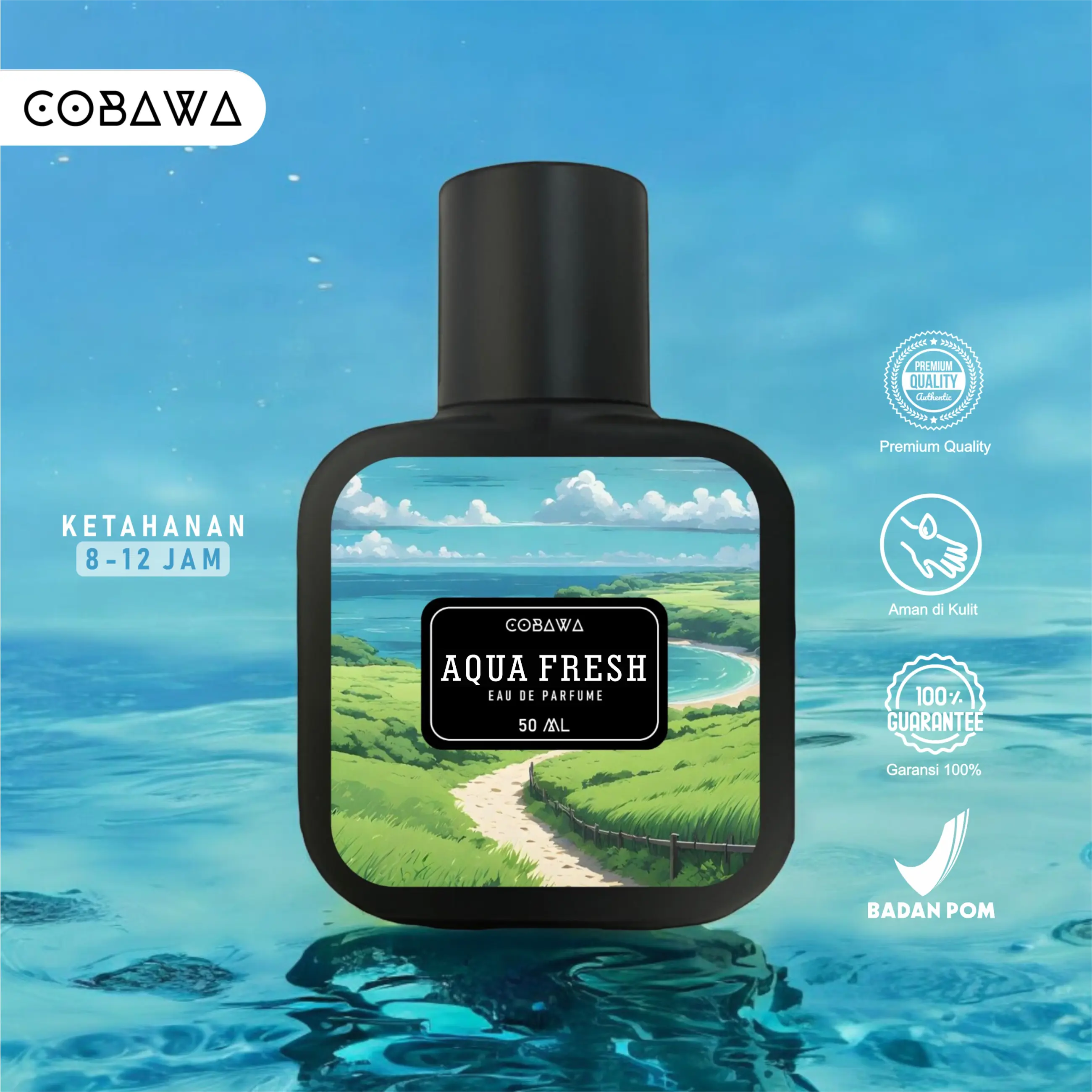 Cobawa Parfum Aqua Fresh Kiss Eau De Parfume 50 ml Unisex Pria dan Wanita Perfume Tubuh Wangi