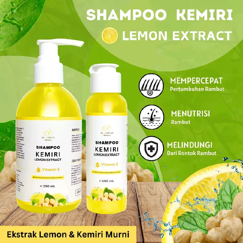 Shampoo Minyak Kemiri Murni Lemon Extract l Penumbuh Rambut Cepat l Shampoo Anti Ketombe & Rontok l Al Jawad Store 0