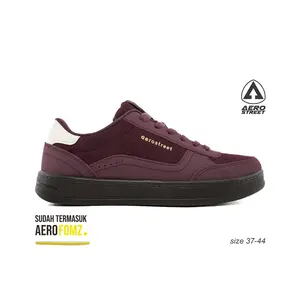 Aerostreet 37-44 Austin Coklat Tua Maroon Tua Krem - Sepatu Sneakers Casual