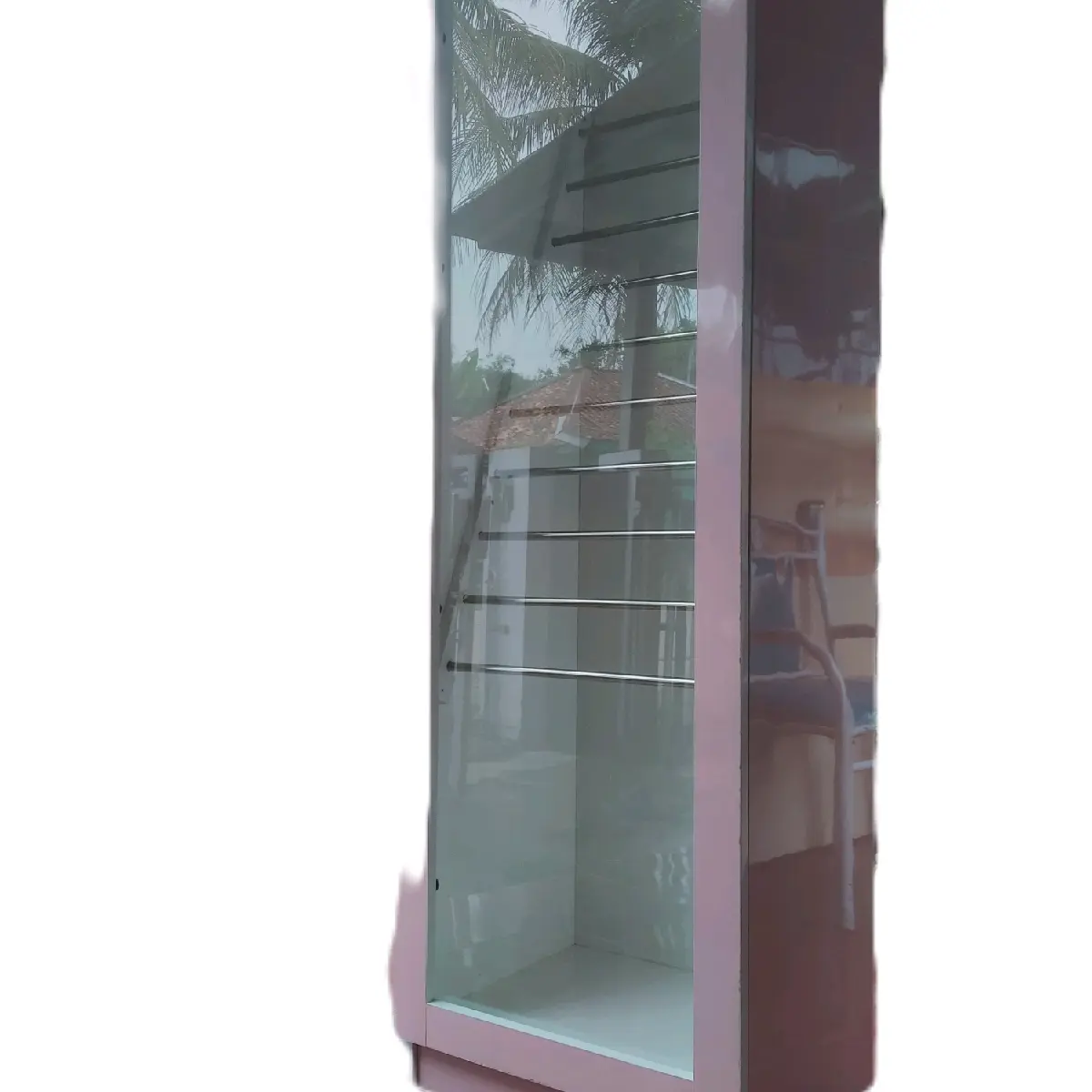 Rak Kerudung Minimalis dengan Pintu Kaca - Furniture Estetik
