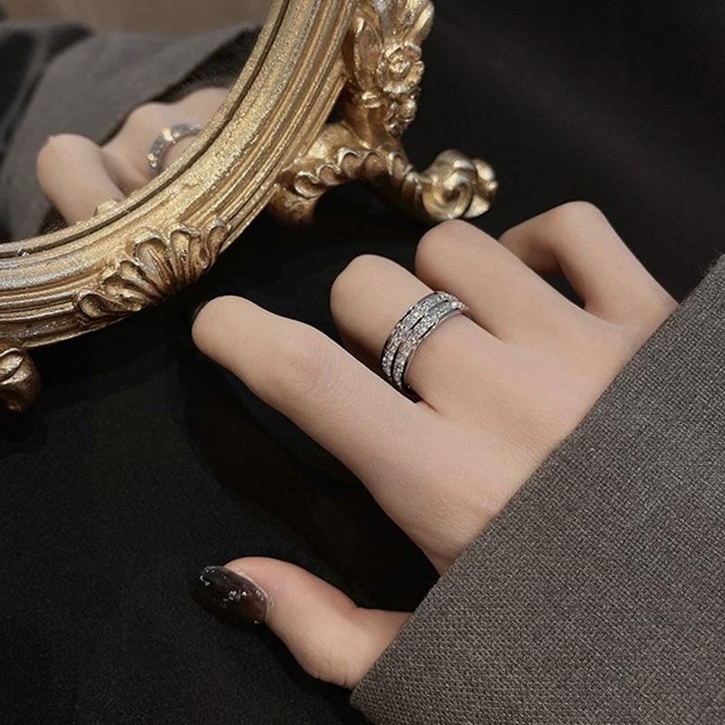 COD titanium steel ring, elegant design, with zircon, stackable stainless steel ring, Korean version, simple and stylish, colorfast, and can be worn when bathing and swimming. 3
