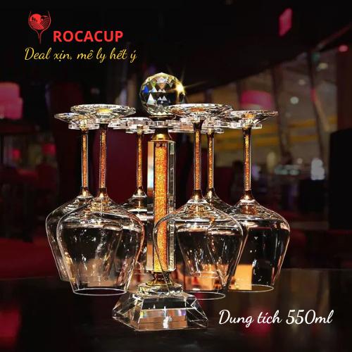  Bộ Ly Rượu Vang Pha Lê Cao Cấp – Ly Vang Đỏ Kiểu Mới Chân Lá Vàng 24K và Nhũ Trắng Lấp Lánh Sang Trọng 