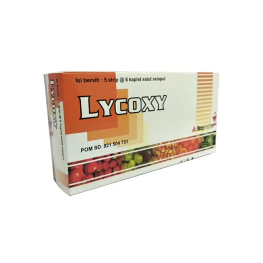 Lycoxy Suplemen Antioksidan Untuk Memelihara Kesehatan dan Proteksi Dari Radikal Bebas 1 Box Isi 30 Tablet Original Dexa Medica
