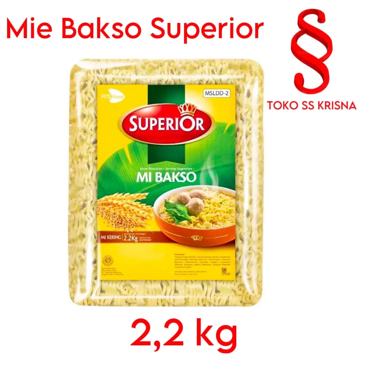 Mi Bakso Superior Ikat 330 gram- 600 gram - 2,2kg Mie