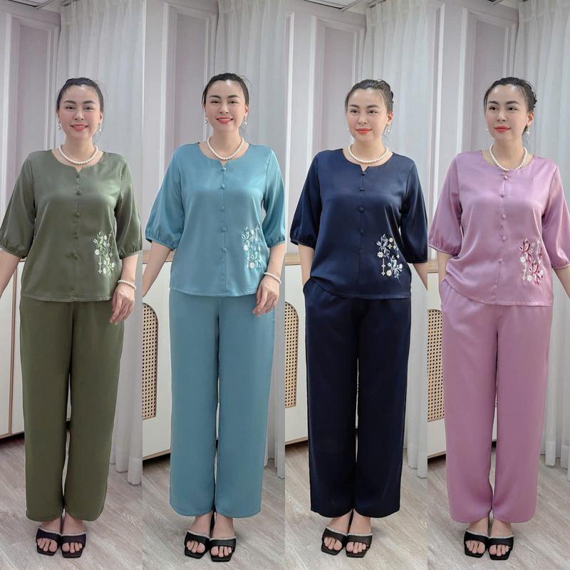 Set Xinh Trung Niên Lụa Ngọc Trai Cao Cấp Mềm Mại, Sang Trọng Quý Phái Cho Mẹ, Có Size, Bigsize, Nữ, thun, đồ bộ trung niên cho mẹ u60, đồ bộ trung niên cho mẹ u40 sang chảnh, đồ bộ người già, đồ bộ nữ cho mẹ, do trung niên cho mẹ, set đồ trung niên