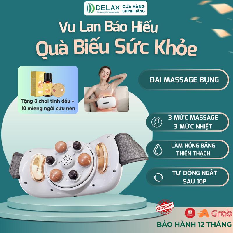 Máy Massage Bụng DELAX - DMB01 - Giúp Điều Hòa Hệ Tiêu Hóa, Kết Hợp Làm Nóng Hồng Ngoại Bằng Ngải Cứu Xoa Bóp Cổ Vai Gáy Và Thắt Lưng Hiệu Quả