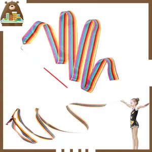 4m Twirling Ribbon Colorful Ballet Ribbon Alat Tari Tamborin Gereja Props Senam Ballet Pita Twirling Ribbon