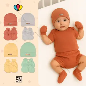 4in1 PAKET Topi + Sartaki + Kacamata Jemur New Born 0-3 Bulan / Sarung Tangan Kaki Bayi Baru Lahir / Perlengkapan Baby Laki Laki Perempuan Eyemask Newborn KiosBalitaFawa Bayi