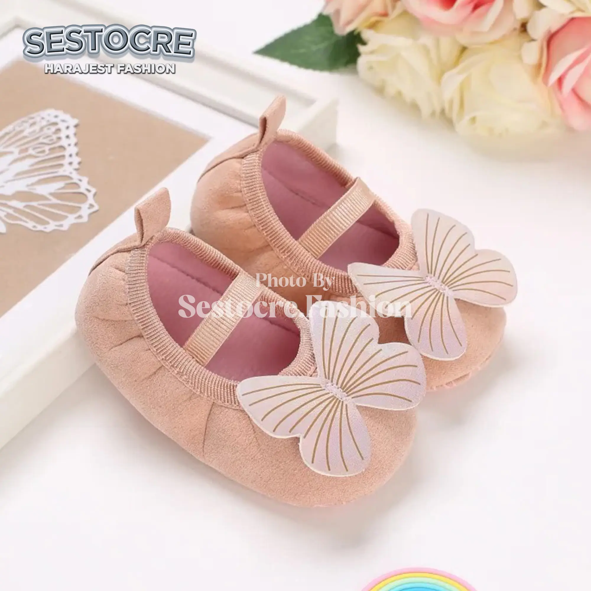 SF Sepatu Bayi Anak Perempuan Kupu-Kupu Lucu Kekinian Terlaris Usia 0 - 12 Bulan Baby Shoes Prewalker Cewek Anti Slip Nyaman Di Kaki Lembut - Bisa COD
