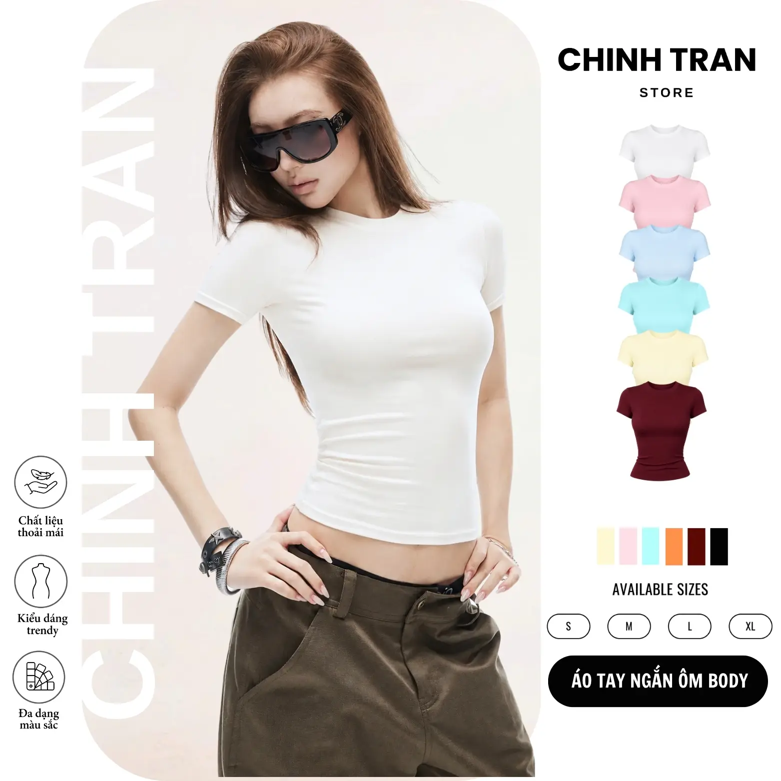 [DEAL LIVE] Áo Thun Ôm Body Cotton Mịn Co Giãn CHINH TRAN STORE