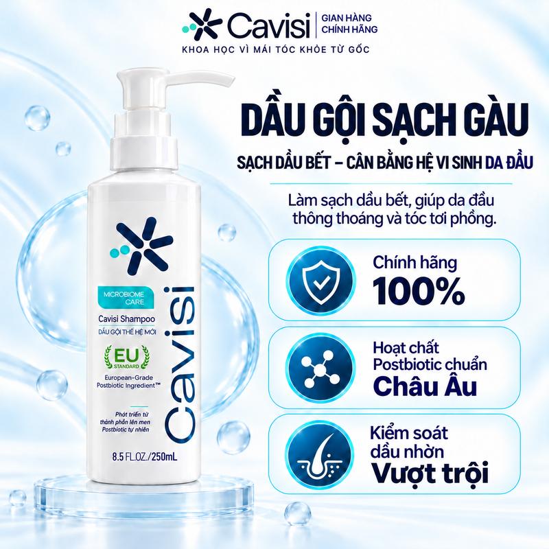 Cavisi Dầu Gội Sạch Gàu Bết, Cân Bằng Hệ Vi Sinh Da Đầu 250ml