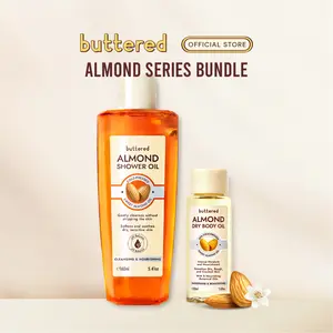 Buttered Almond Series 2 in 1 Shower Oil + Body Oil Bundling Hemat Paket Melembabkan dan Mencerahkan Kulit Kering dan Kusam Melembutkan Tubuh Memudarkan stretch mark Kotoran Minyak