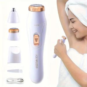 Recortadora de cabello eléctrica, 1 Set de máquina de depilación recargable, Afeitadora multifuncional para bikini y facial, Adecuada para brazos, muslos y cuerpo